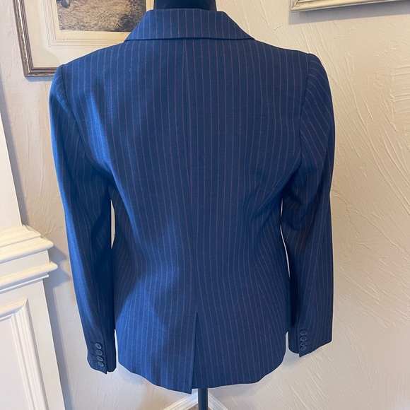 Liz Claiborne Blue with Red Pinstripes Suit Jacket - Fully Lined - Picture 3 of 4